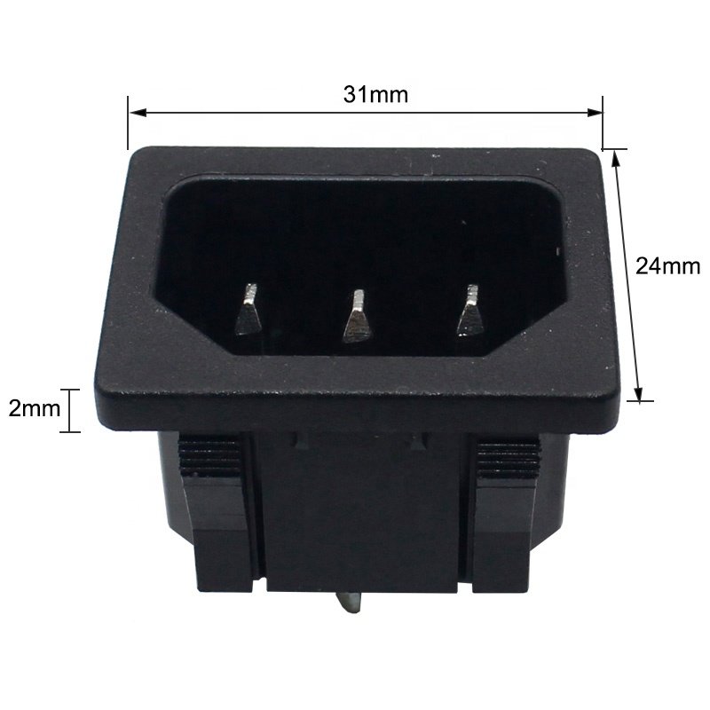 iec 60320 3 pins AC power socket c14 inlet 3 pin electrical connector iec 320 c14 socket