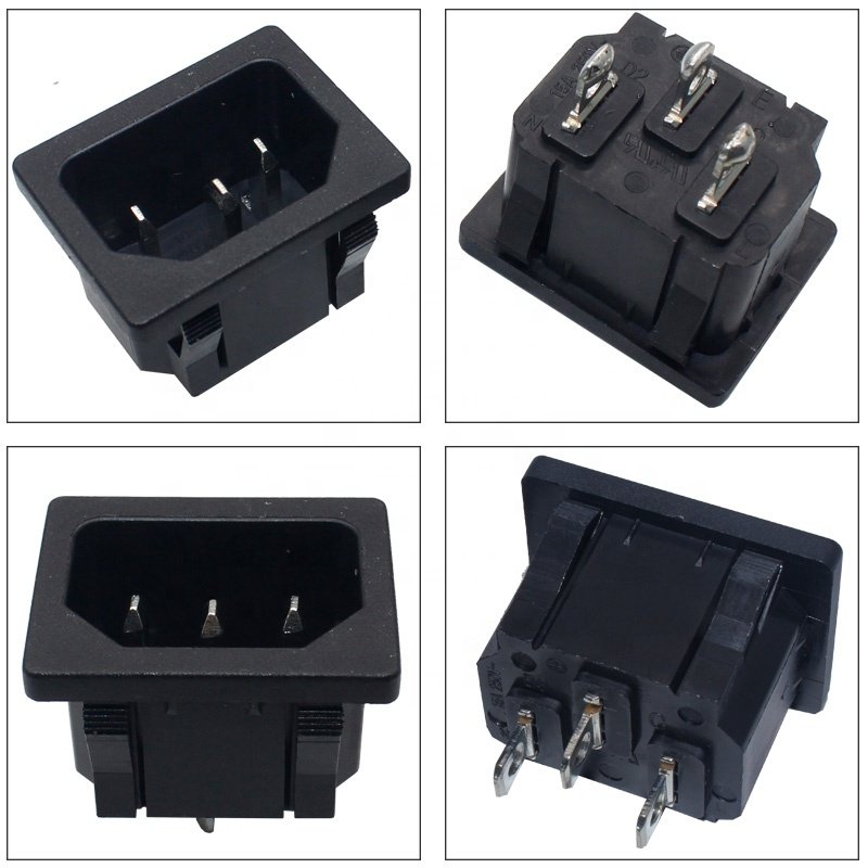 iec 60320 3 pins AC power socket c14 inlet 3 pin electrical connector iec 320 c14 socket