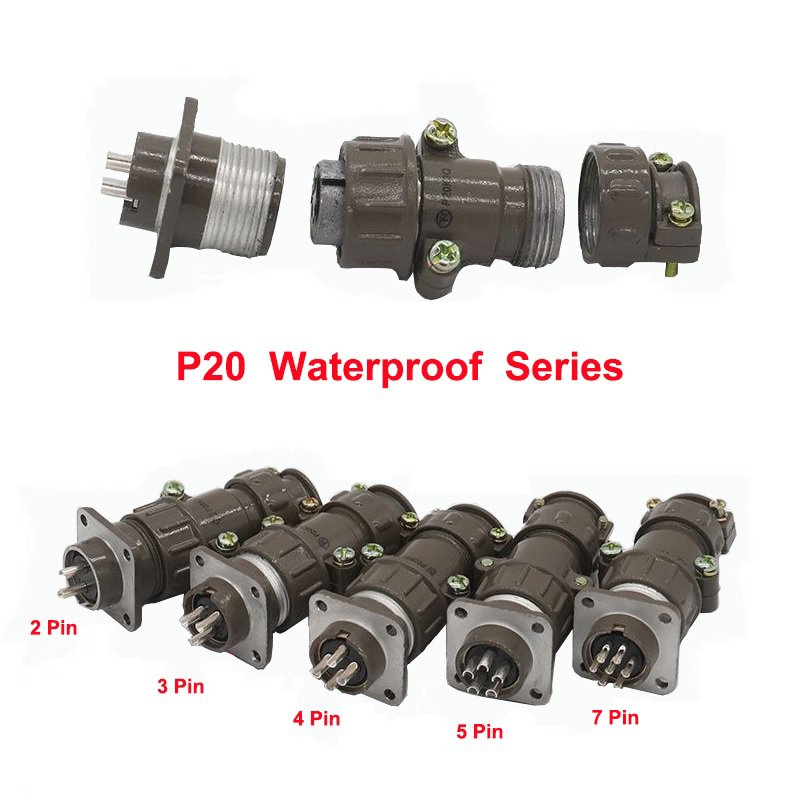 Aviation Connector P20 Series 5Pin Male Plug P20K9Q Female Socket P20K9A 2/3/4/5/7Pin 180 Degree Circular Cable Connector
