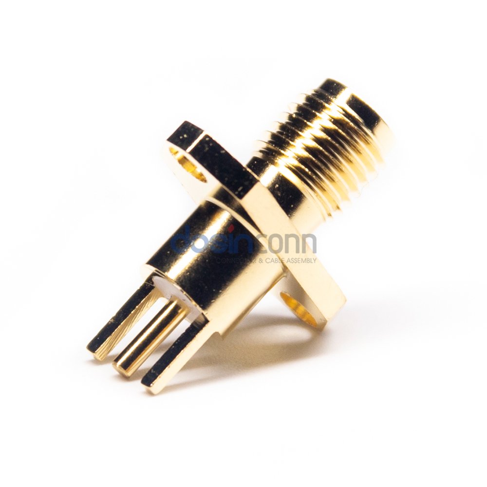 Connector SMA Female PCB Mount Jack SMA Connector with 2 Hole Flange Through Hole