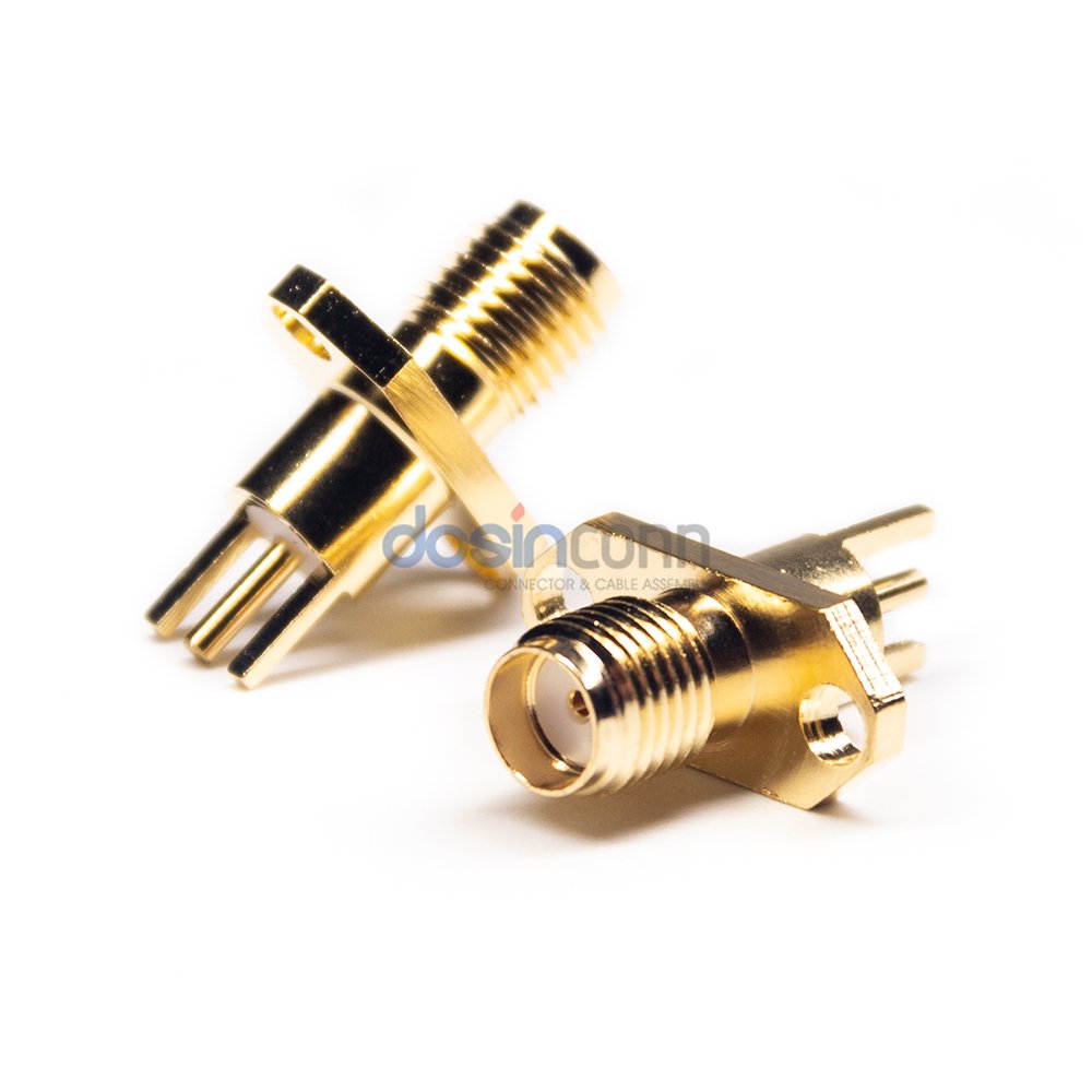 Connector SMA Female PCB Mount Jack SMA Connector with 2 Hole Flange Through Hole