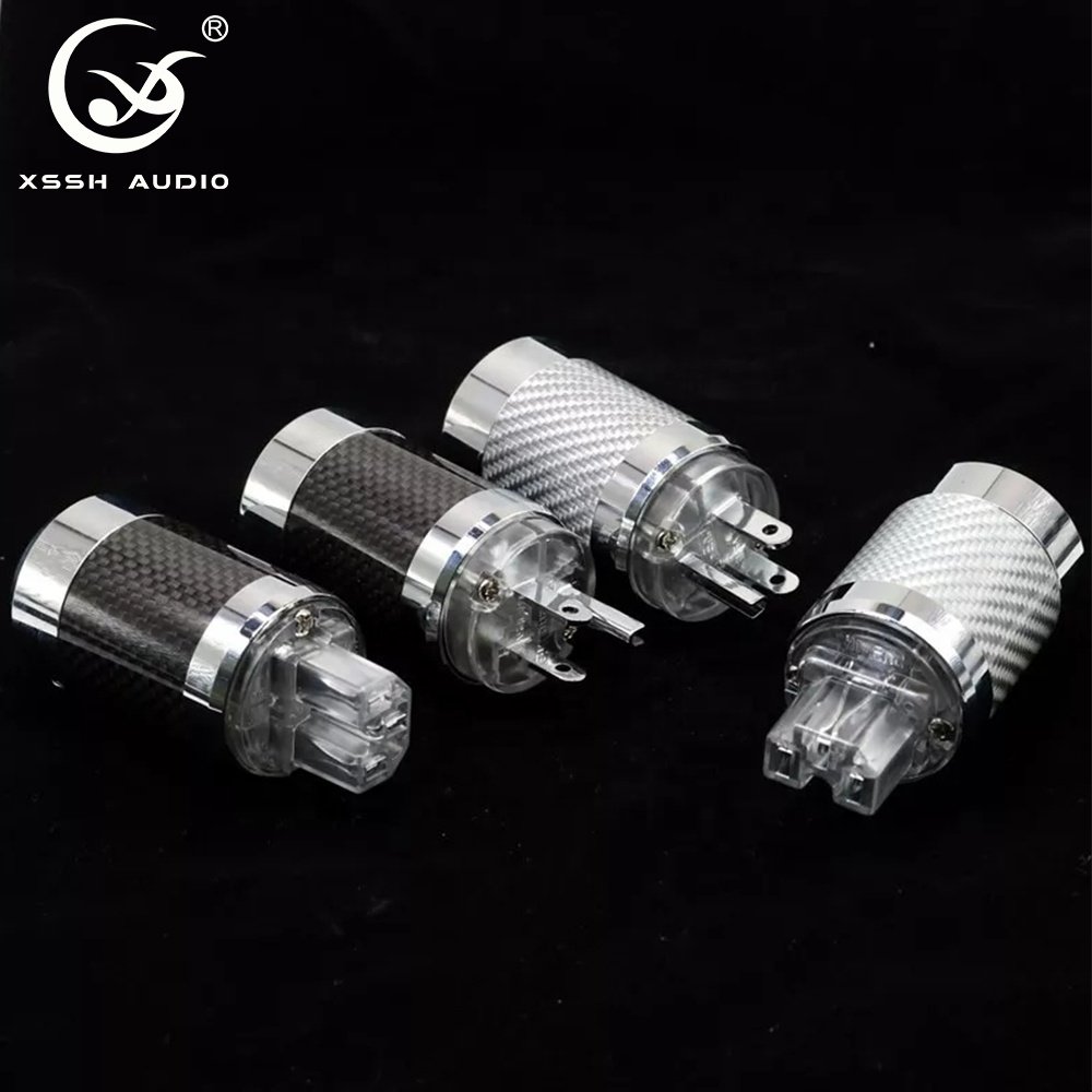 American Version Electrical Plugs XSSH YIVO Hi-end Carbon Fiber Tellurium Copper Rhodium Plated 3Pins Power Connector Jack Plug