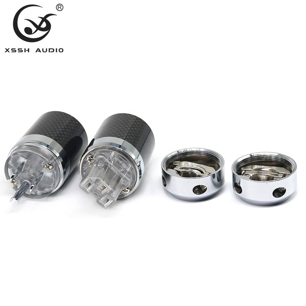 American Version Electrical Plugs XSSH YIVO Hi-end Carbon Fiber Tellurium Copper Rhodium Plated 3Pins Power Connector Jack Plug