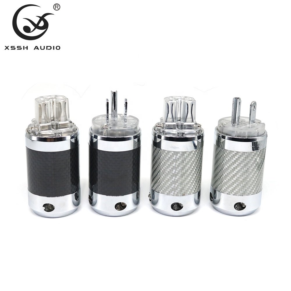 American Version Electrical Plugs XSSH YIVO Hi-end Carbon Fiber Tellurium Copper Rhodium Plated 3Pins Power Connector Jack Plug