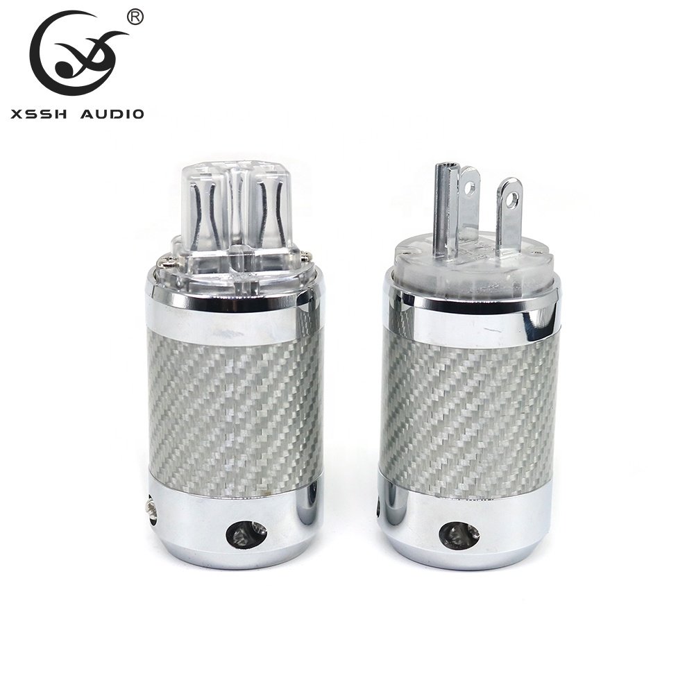 American Version Electrical Plugs XSSH YIVO Hi-end Carbon Fiber Tellurium Copper Rhodium Plated 3Pins Power Connector Jack Plug