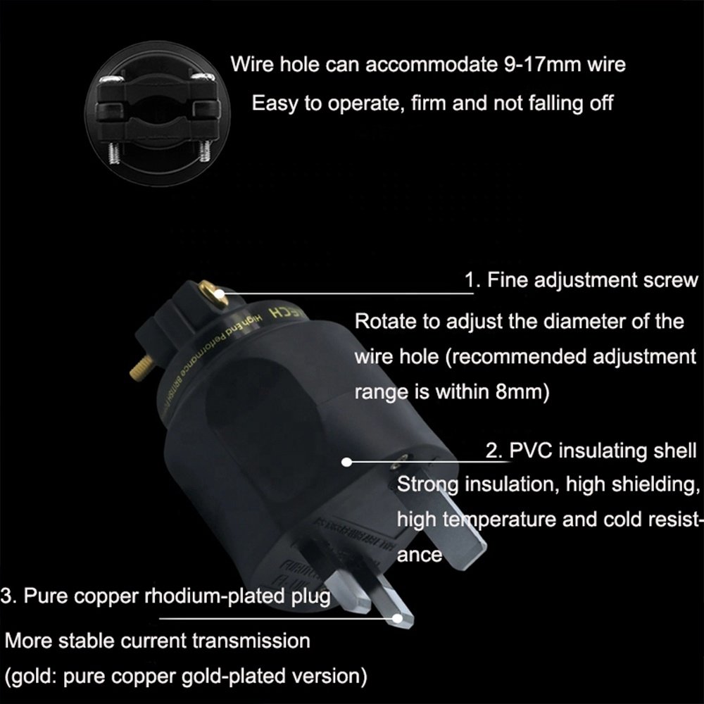 HIFI Electric Jack YIVO XSSH Audio DIY Pure Copper Plating Gold or Rhodium Male Electrical Connector 3Pin AC 13A UK power Plug