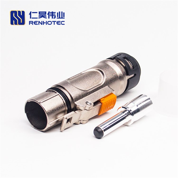 Hvil Bayonet High Voltage New Energy Powerlok Heavy Duty Power Connector High Current 1pin 12mm Metal Straight Plug