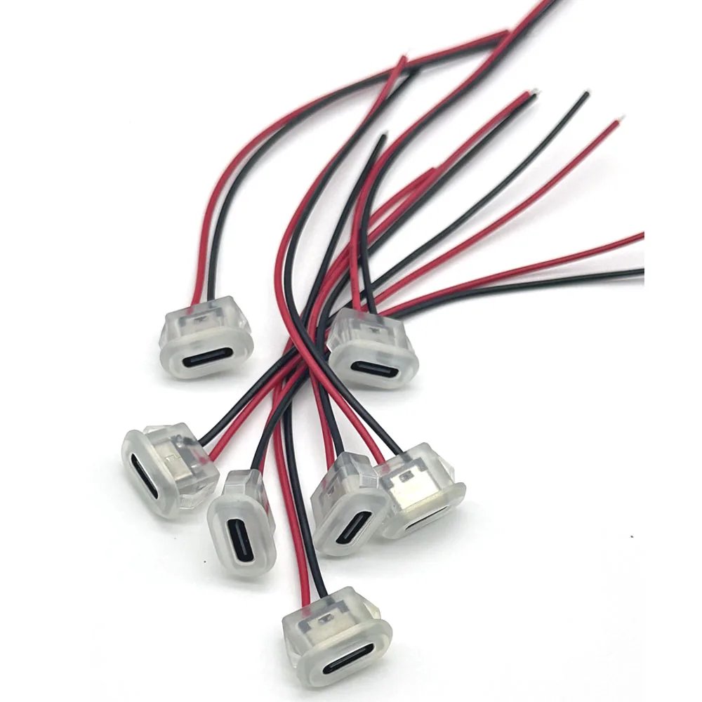 USB Type C Connector Jack Female Type-C With card buckle 3A High Current Fast Charging Jack Port transparent Charger Plug Socket