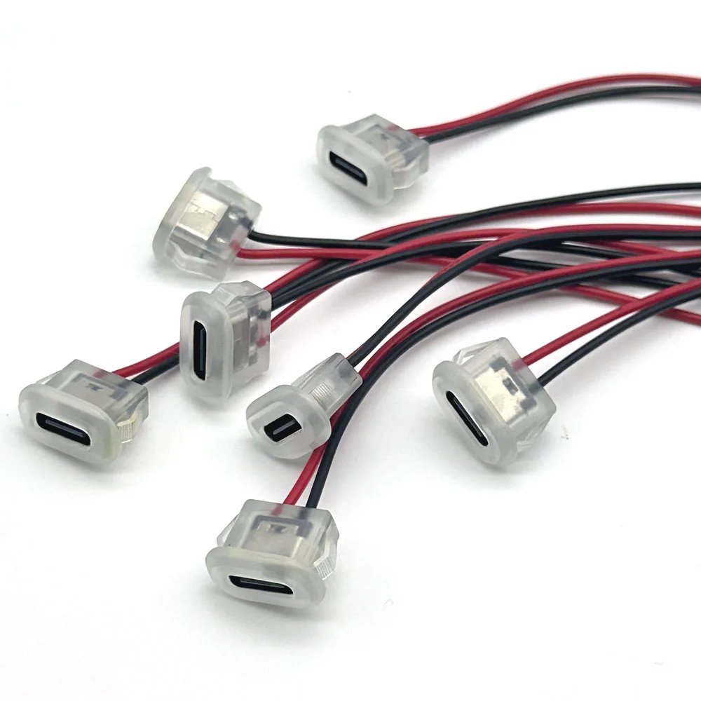 USB Type C Connector Jack Female Type-C With card buckle 3A High Current Fast Charging Jack Port transparent Charger Plug Socket