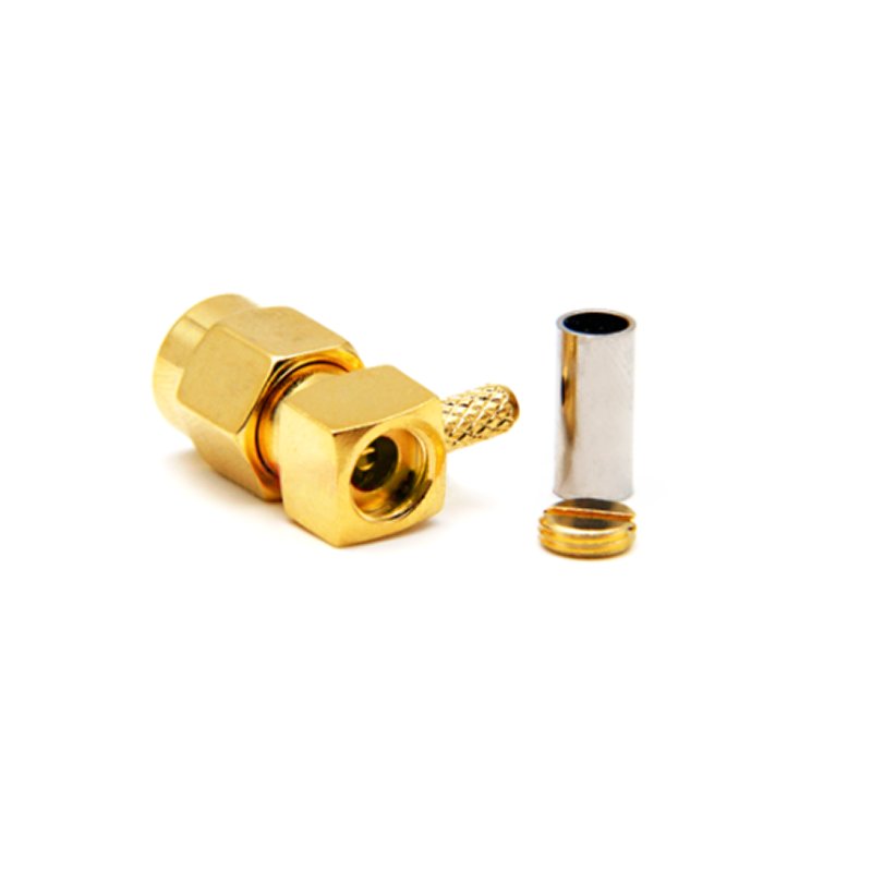 Sma Male Plug Right Angle RF Coaxial Connector Tail Crimp Mount RG316 RG174 Cable Connector Gold Plated Brass Banana Plug Female