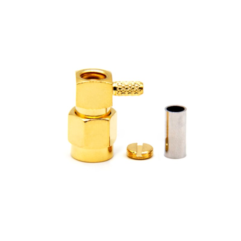 Sma Male Plug Right Angle RF Coaxial Connector Tail Crimp Mount RG316 RG174 Cable Connector Gold Plated Brass Banana Plug Female
