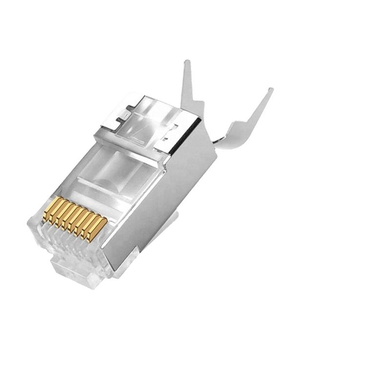 China Hot Sale Gold-Plated FU Cat 5 Crimp Network RJ45 Connector Plug shielded Cable 0.25mm Thickness Network Crystal Head