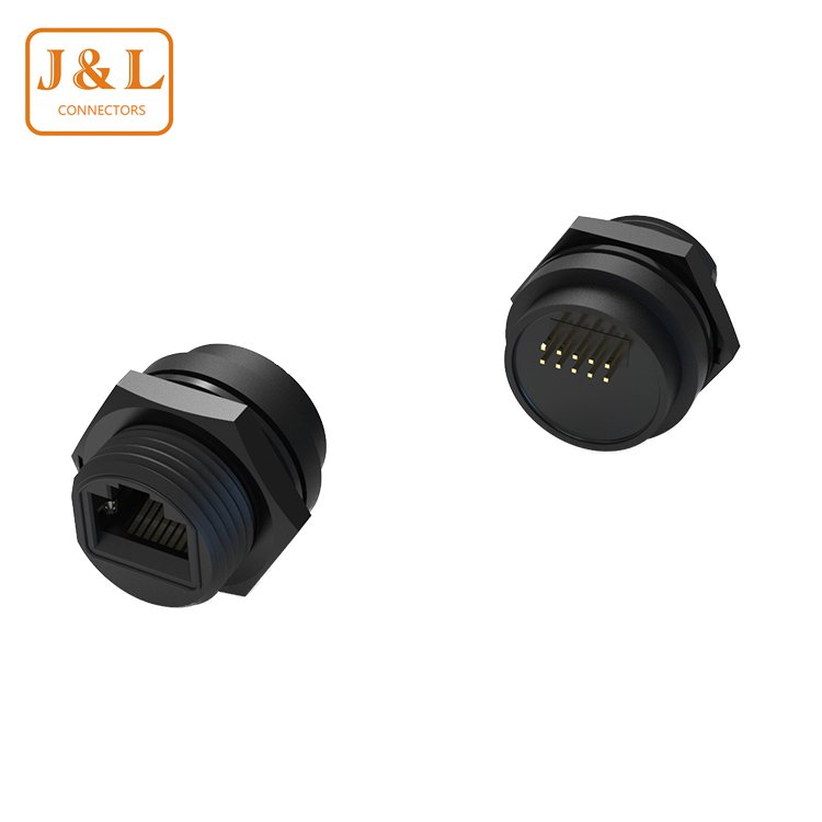 Ethernet RJ45 Connectors Waterproof Female Automatic RJ45 Crimping Machine Connector Pass Through