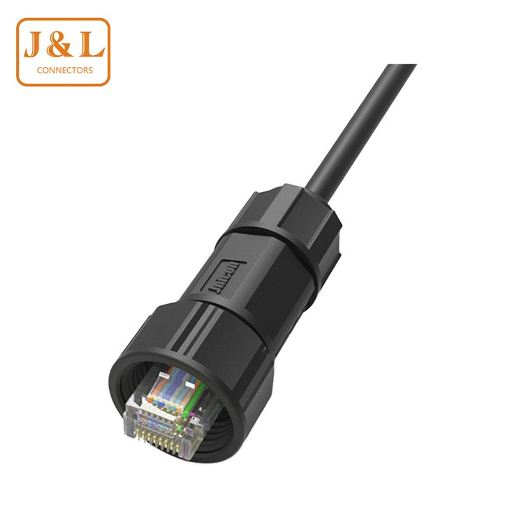 Ethernet RJ45 Connectors Waterproof Female Automatic RJ45 Crimping Machine Connector Pass Through