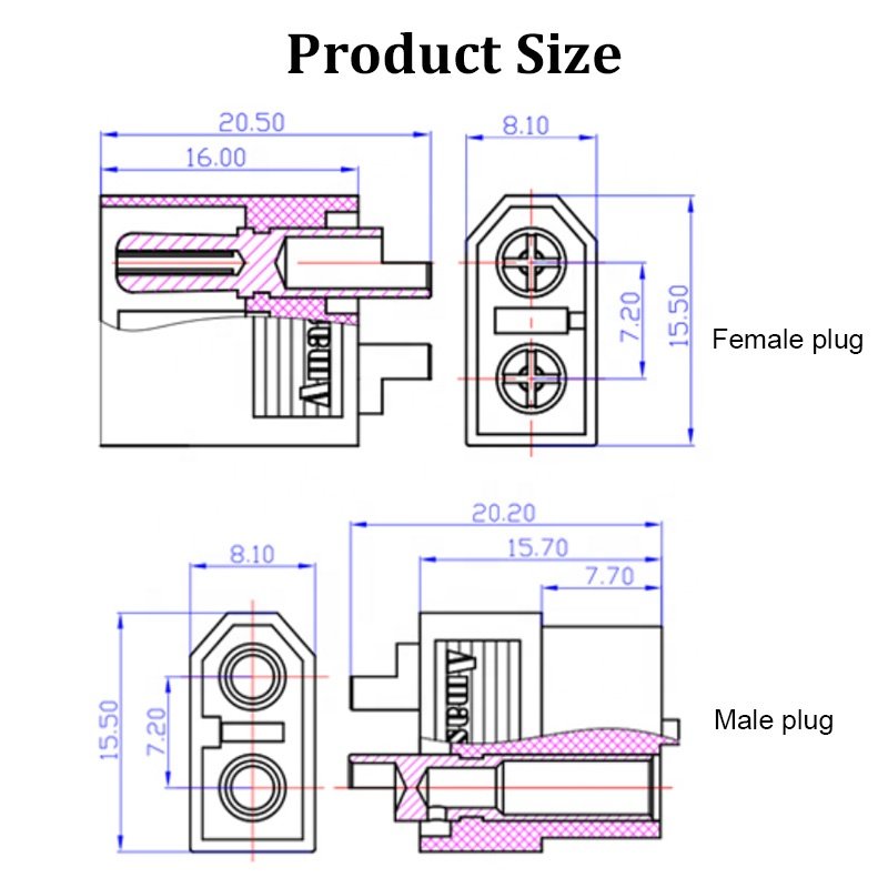Amass XT60 Male Female Bullet Connector Plug For RC Quadcopter FPV Racing Drone Lipo Battery