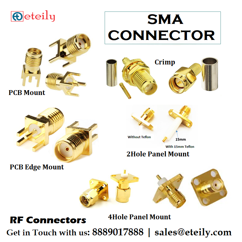 Buy Online Gold Plated SMA Male R/A Connector for RG 316 Cable Manufacturer ETEILY Made In India Antenna Connector RF Dealers