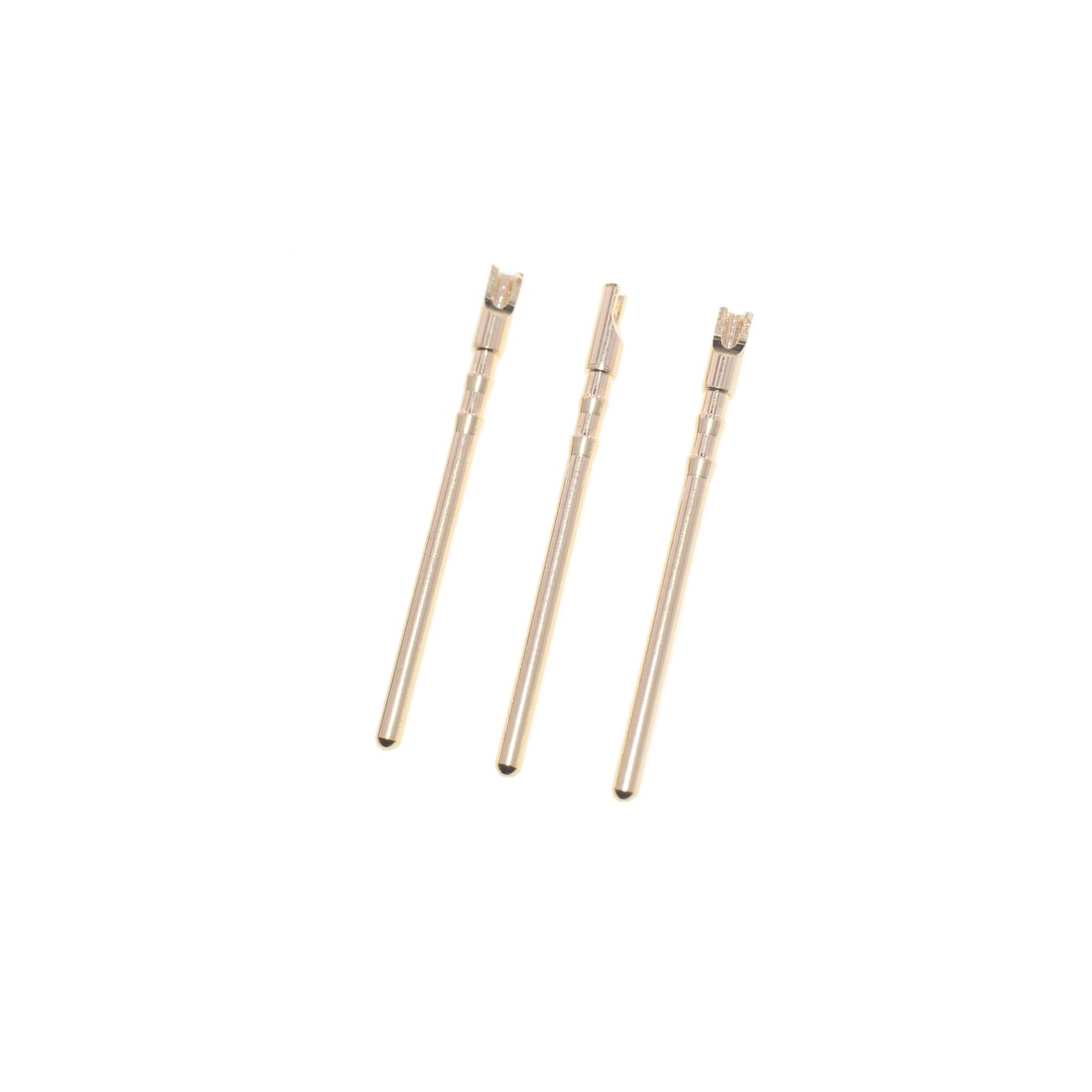 Factory direct sales of 15 to 30mm long solid needle brass gold-plated 1.5mm contact male terminal connectors