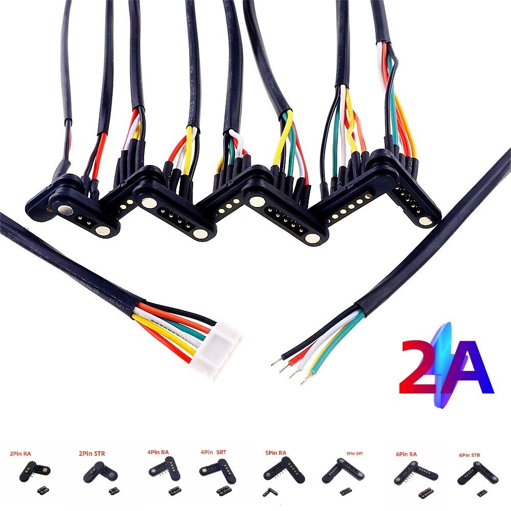 Wholesale 2.54mm Pitch 2 3 4 5 6 Pin Spring Loaded Pogo Pin Magnetic Connector with Power Wire Electrical for Smart Watch
