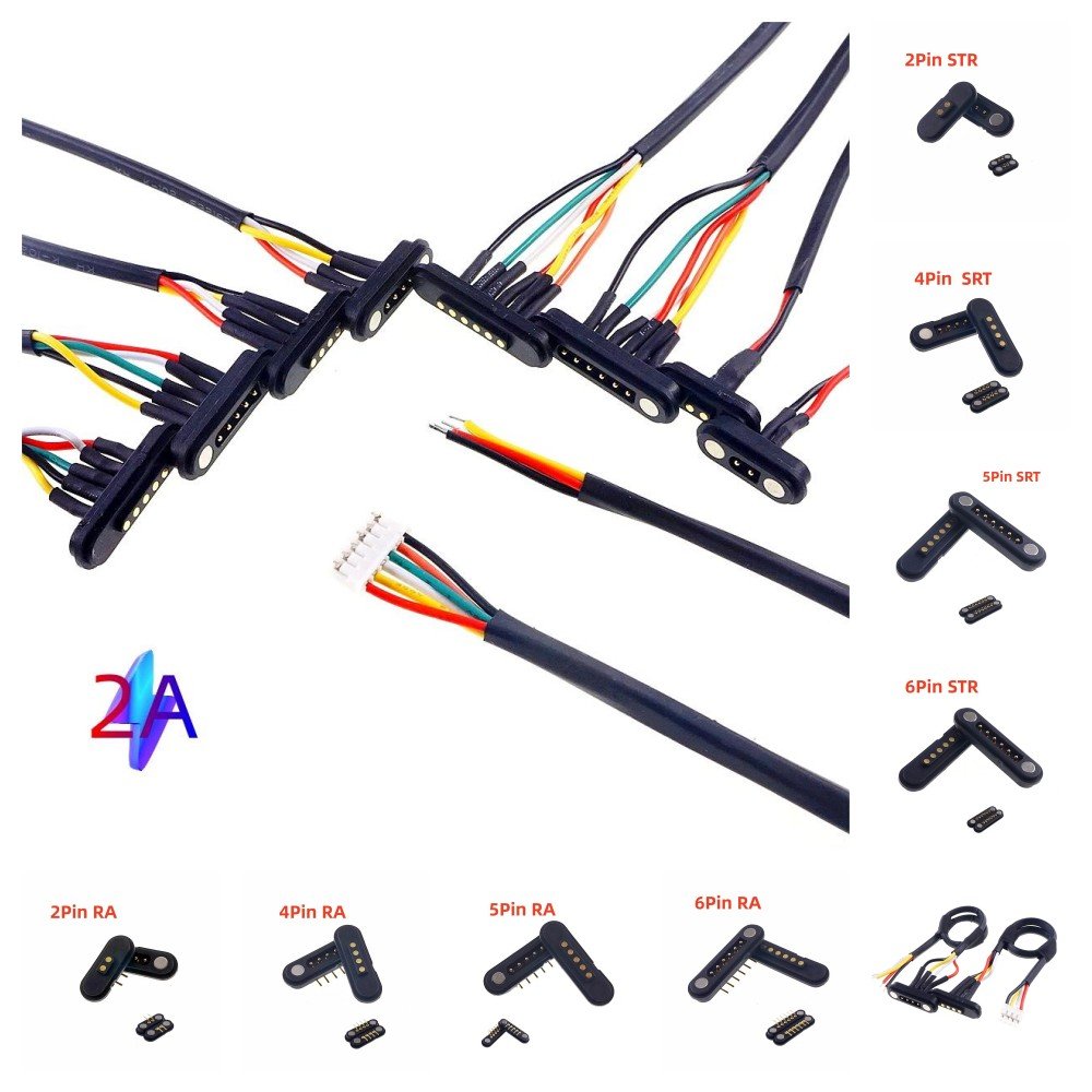 Wholesale 2.54mm Pitch 2 3 4 5 6 Pin Spring Loaded Pogo Pin Magnetic Connector with Power Wire Electrical for Smart Watch