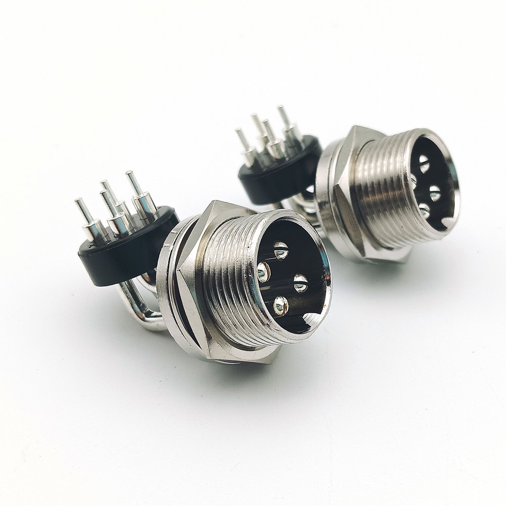 4 Pins Right Angle Metal Waterproof GX16 Panel Mount Circular Aviation Plug Connectors