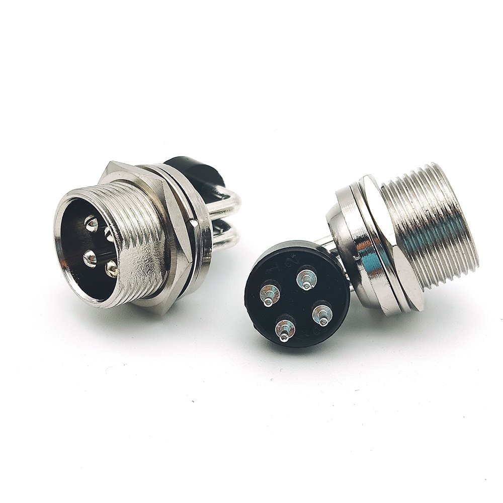4 Pins Right Angle Metal Waterproof GX16 Panel Mount Circular Aviation Plug Connectors