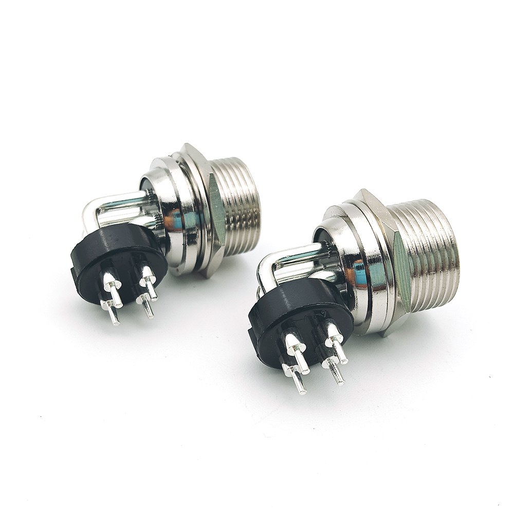 4 Pins Right Angle Metal Waterproof GX16 Panel Mount Circular Aviation Plug Connectors
