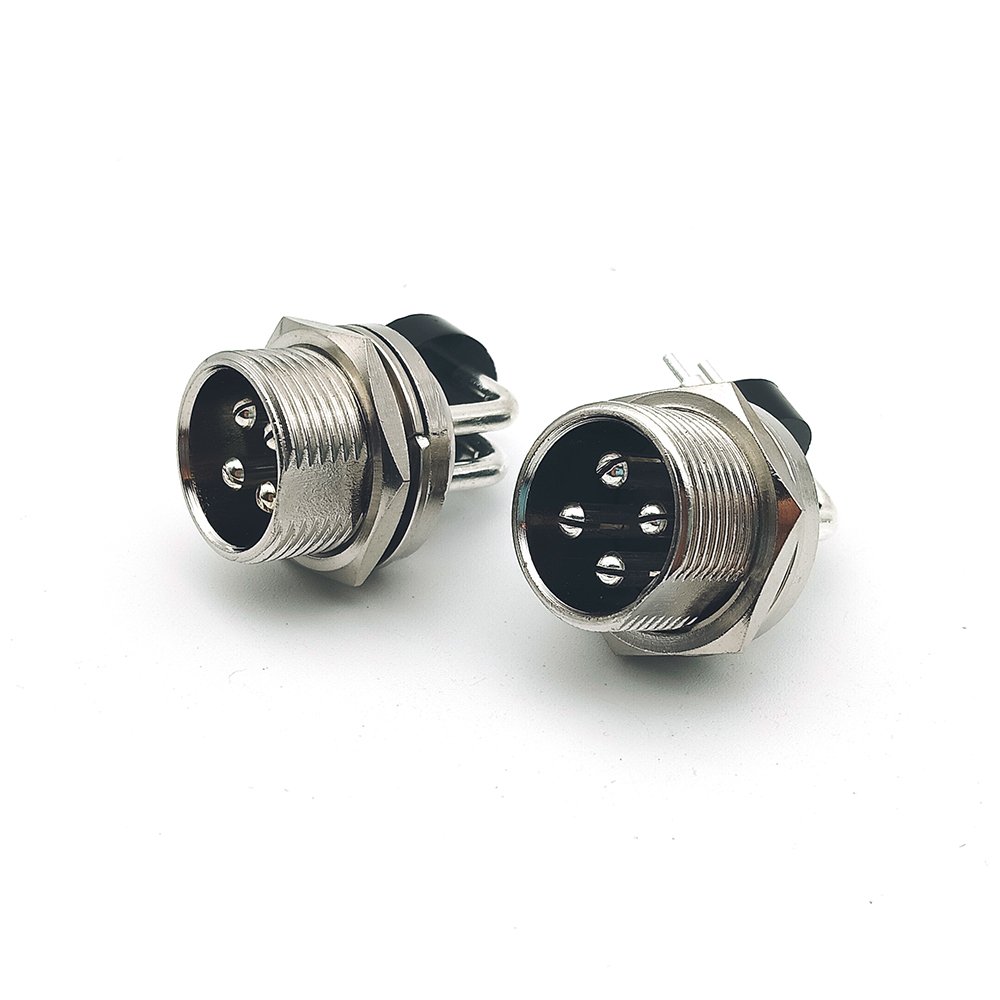 4 Pins Right Angle Metal Waterproof GX16 Panel Mount Circular Aviation Plug Connectors