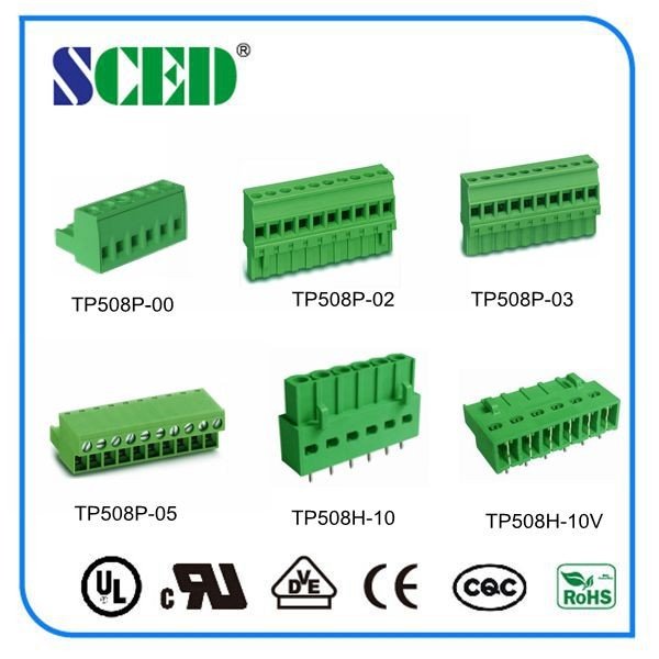 SCED Wholesale 3.81mm 6 Poles cUL CE VDE pluggable screw terminal connector PA66 Plug-in terminal block