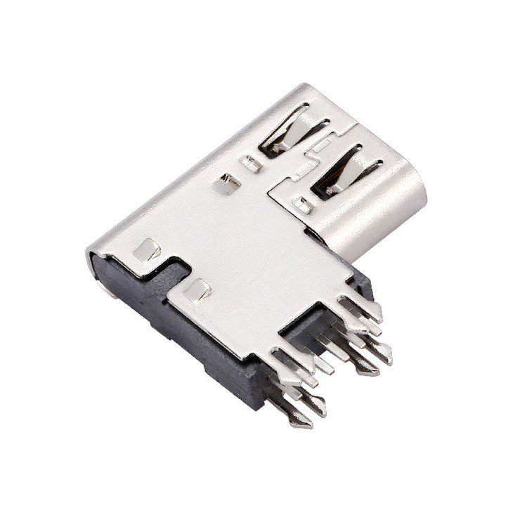 USB Type C 6P Female Socket 90 Degree Side Insertion DIP Connector for PCB Application