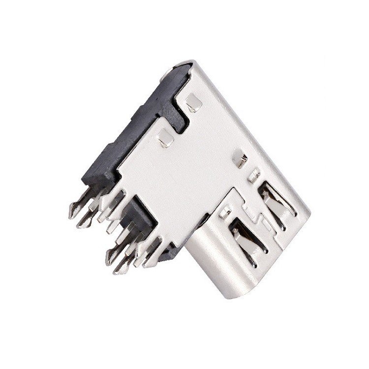 USB Type C 6P Female Socket 90 Degree Side Insertion DIP Connector for PCB Application