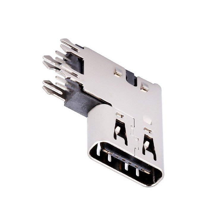 USB Type C 6P Female Socket 90 Degree Side Insertion DIP Connector for PCB Application