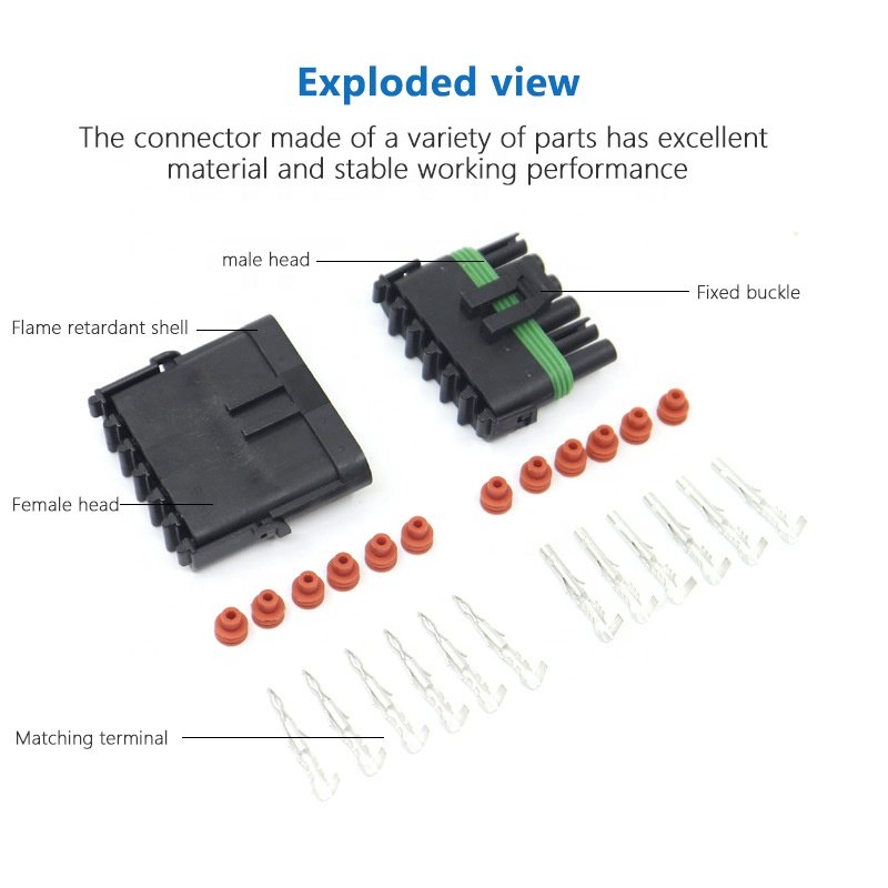 1/2/3/4/5/6 pin Electrical Waterproof Amp connector 2.5 Series Auto car Sealed Automotive Wire Connector