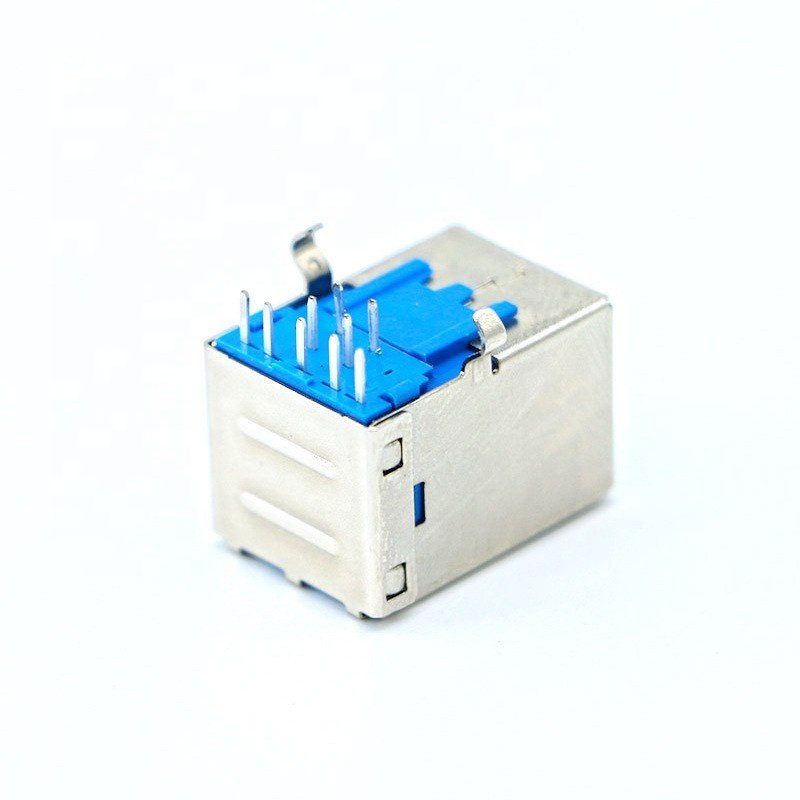 USB 3.0 Type B 9P Female Socket 90 Degree DIP USB Connector for Printer interface fax machine