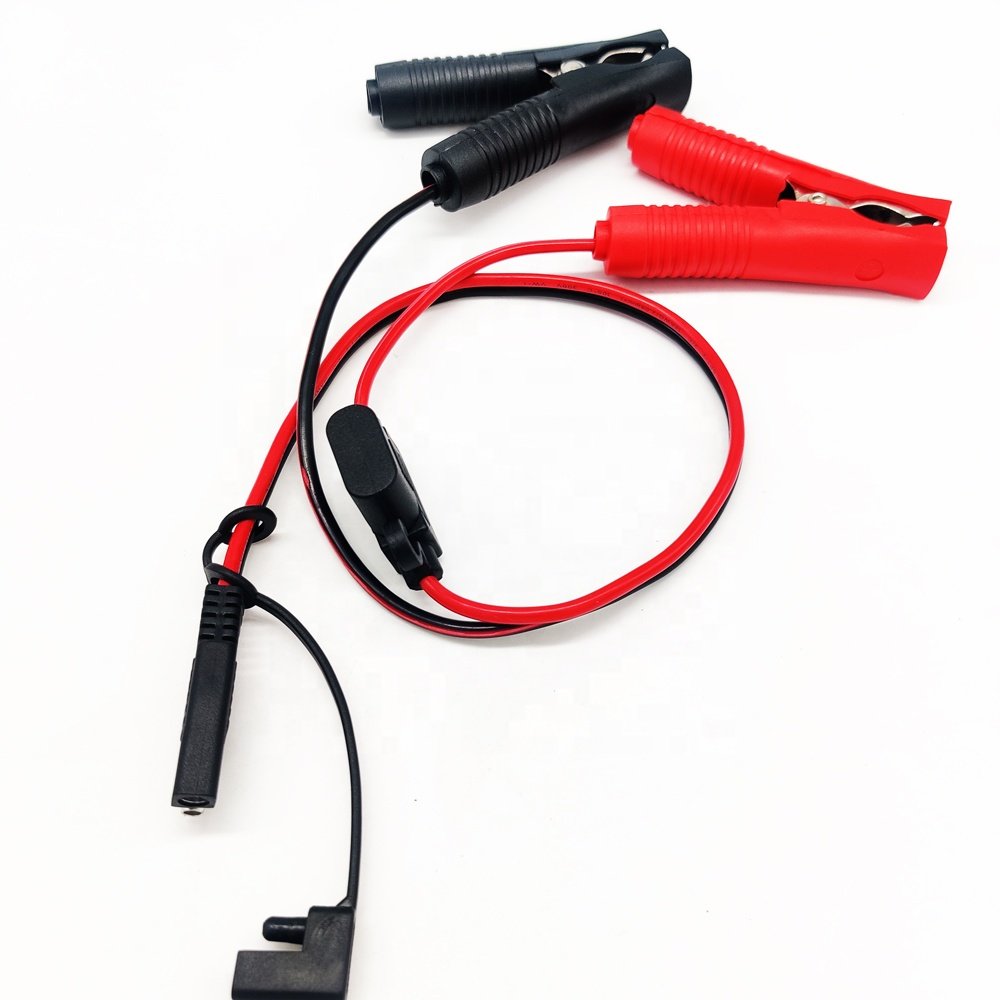 16awg Alligator Clip to Sae Cable Car Battery Cables 12v Crocodile Alligator Clip to Sae Connector With Middle Fuse Hold