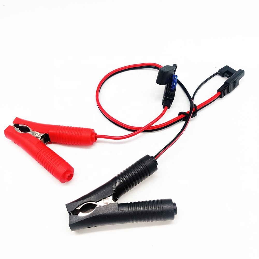 16awg Alligator Clip to Sae Cable Car Battery Cables 12v Crocodile Alligator Clip to Sae Connector With Middle Fuse Hold