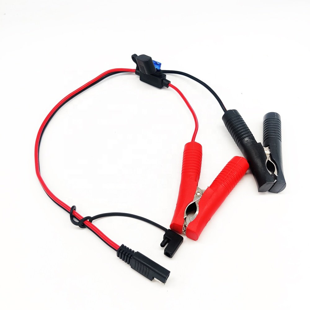 16awg Alligator Clip to Sae Cable Car Battery Cables 12v Crocodile Alligator Clip to Sae Connector With Middle Fuse Hold