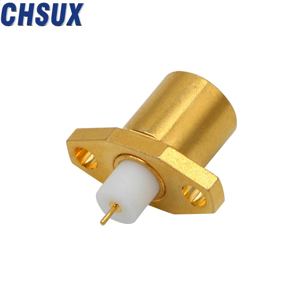 Gold Plated Brass BMA Female Jack Flange 2 Holes Panel Mount Straight RF Coaxial Connectors for PCB & Electronic Applications