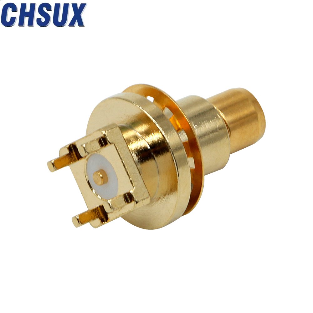 Gold Plated Brass BMA Female Jack Flange 2 Holes Panel Mount Straight RF Coaxial Connectors for PCB & Electronic Applications