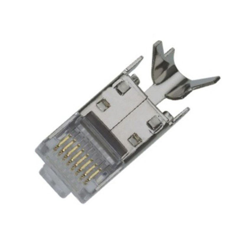 RJ45 8P8C CAT6 FTP Modular Plug Connector 3U-50U Gold Plated With Cable Clip