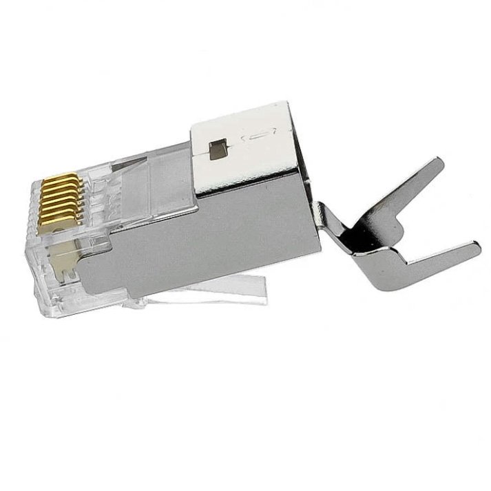 RJ45 8P8C CAT6 FTP Modular Plug Connector 3U-50U Gold Plated With Cable Clip