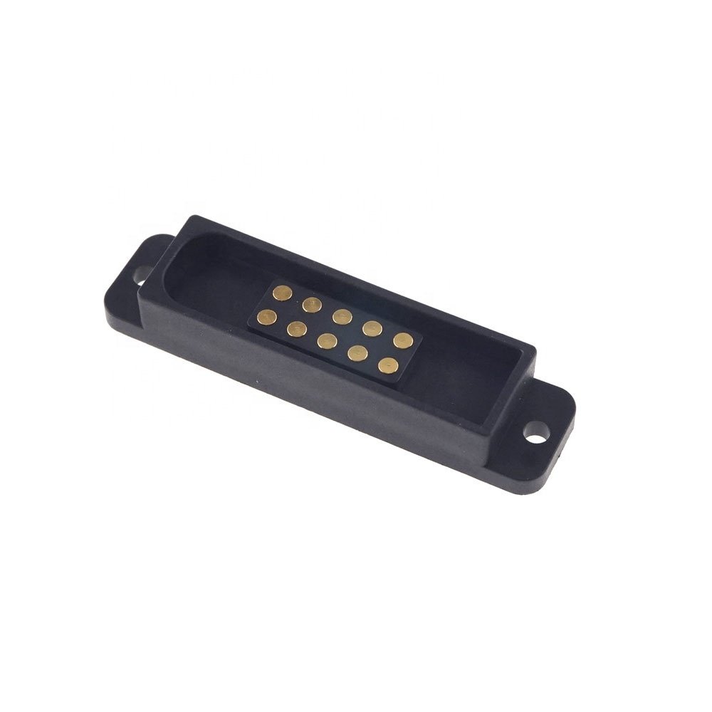 2.54MM Pitch 2x5 Male Female Mounting Holes PCB Spring Loaded 2.0A 36V DC Dual Row Magnetic Pogo Pin Connector 10 Position