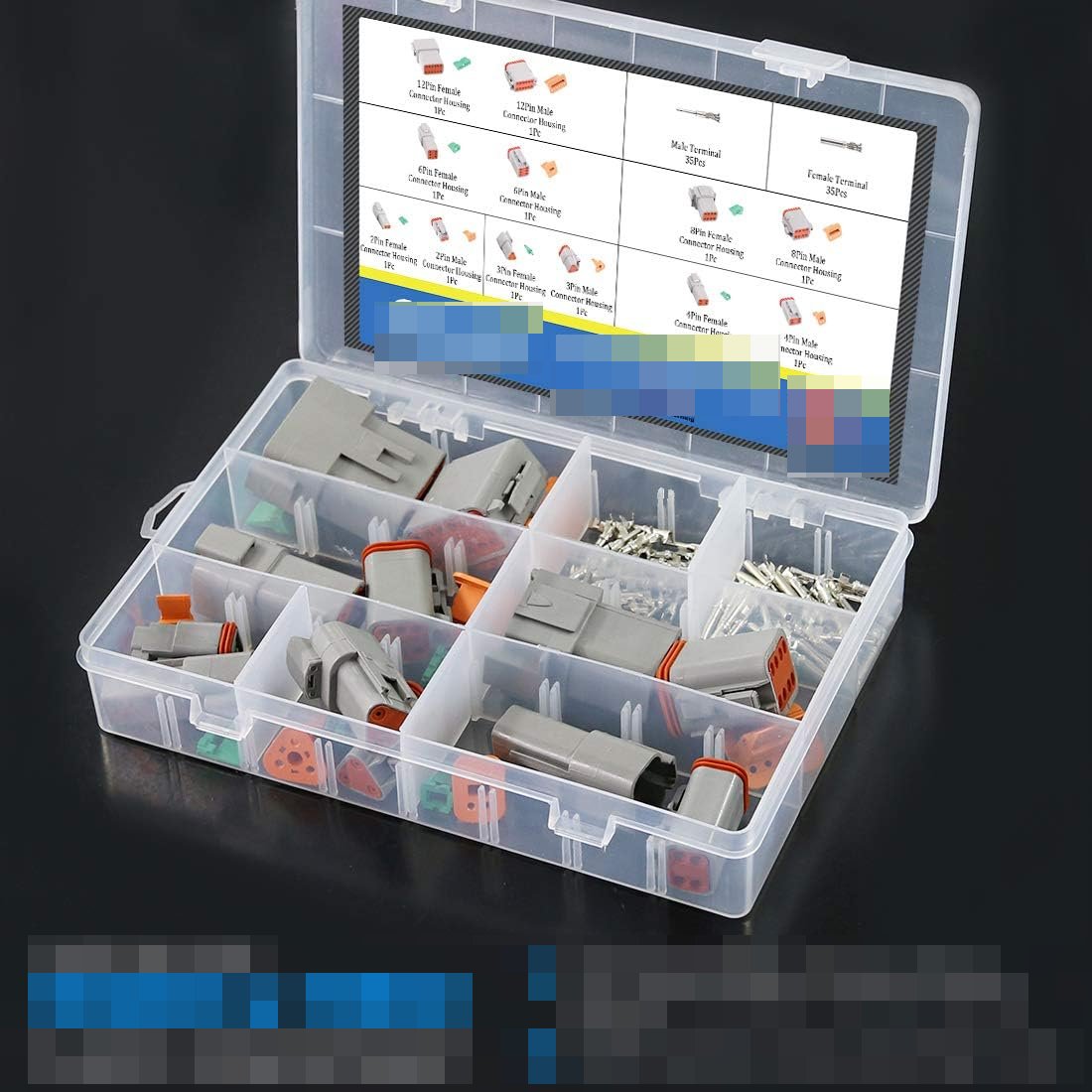 AOWIFT 6 sets of 2 3 4 6 8 12 pin sealed grey male and female electrical cable connectors for cars 22-16AWG Terminal Connectors