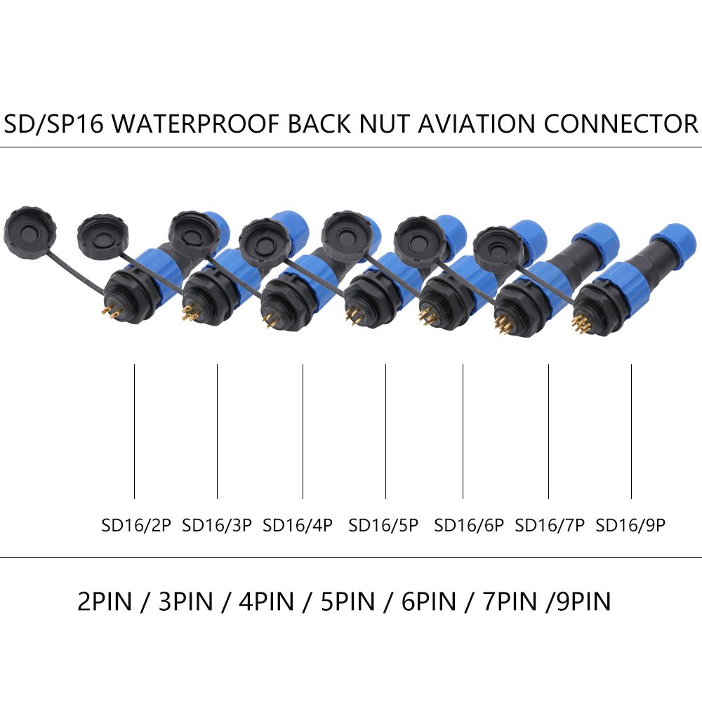 Electrical Aviation Plug Connector Circular Wire SP16 IP68 Cable Connector Plug SD16 Power Push Waterproof Connector