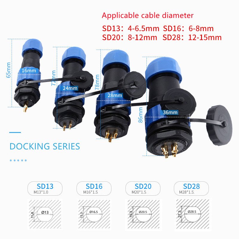 Electrical Aviation Plug Connector Circular Wire SP16 IP68 Cable Connector Plug SD16 Power Push Waterproof Connector