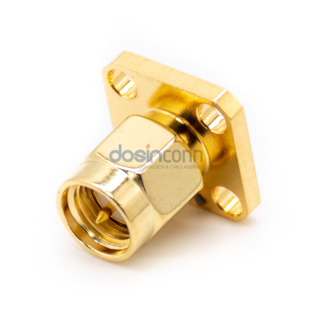 Gold-plated SMA connectors Male Flange Mount for PCB