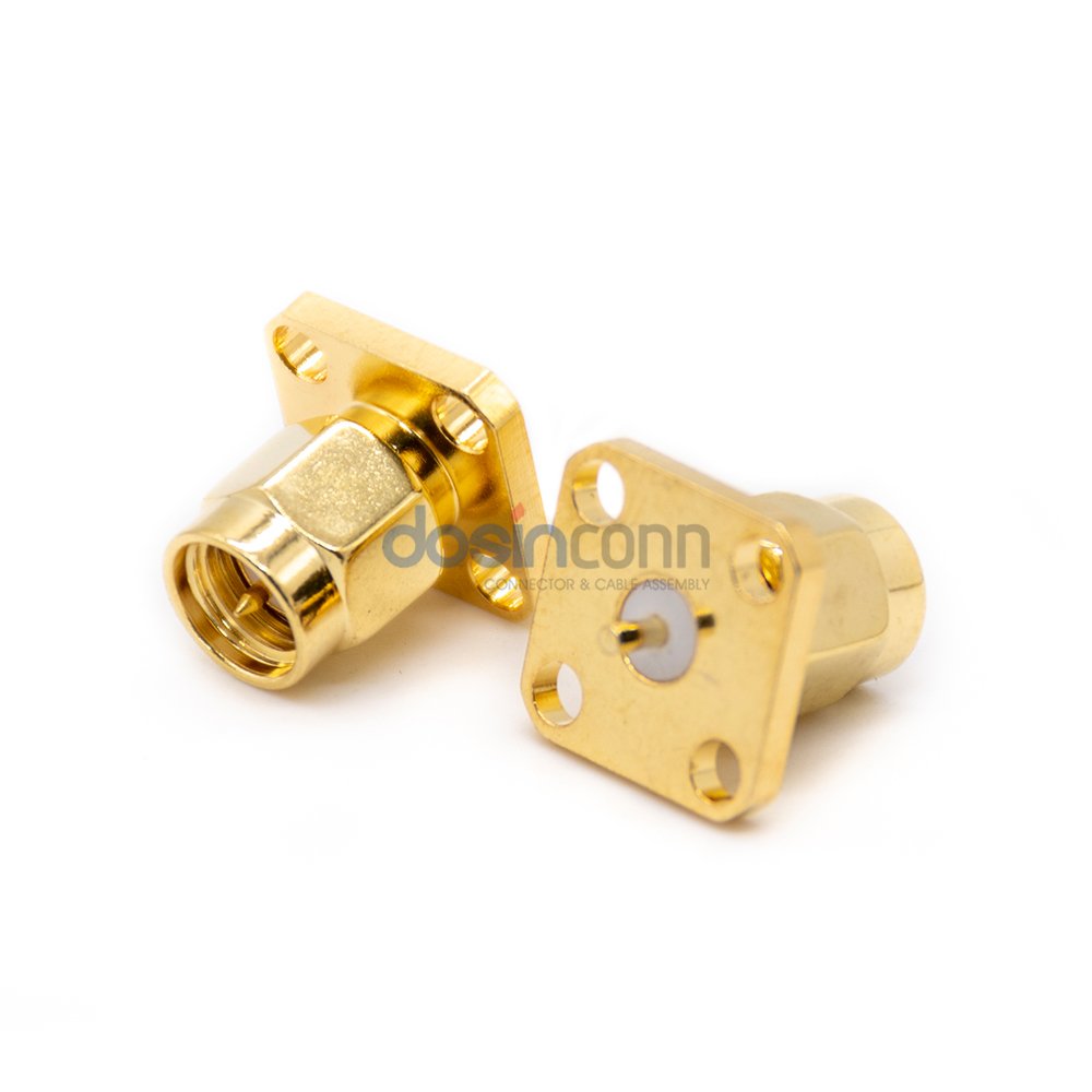 Gold-plated SMA connectors Male Flange Mount for PCB