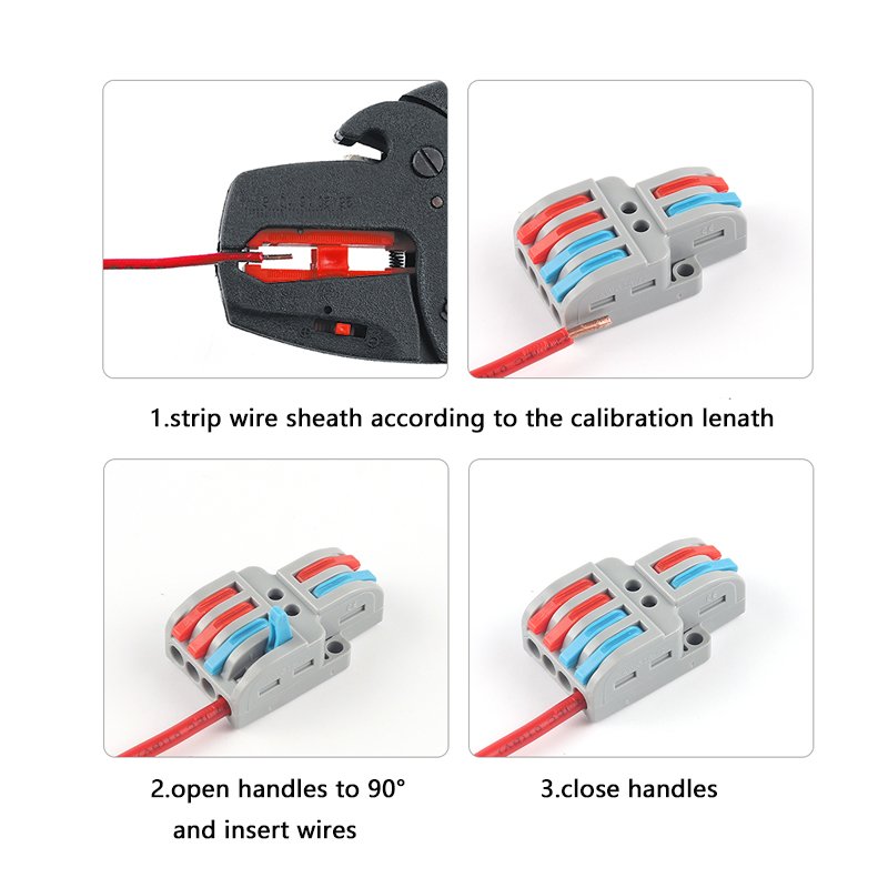 MIni Type 2 pin 2 in 2 out push-in quick wire connector