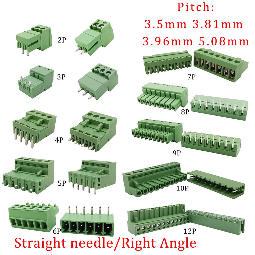 15EDG 3.5 mm KF2EDG 3.5mm PCB Screw Terminal Block Connector Right Angle/ Straight Needle Plug Pin Header Socket 2-12 Pin
