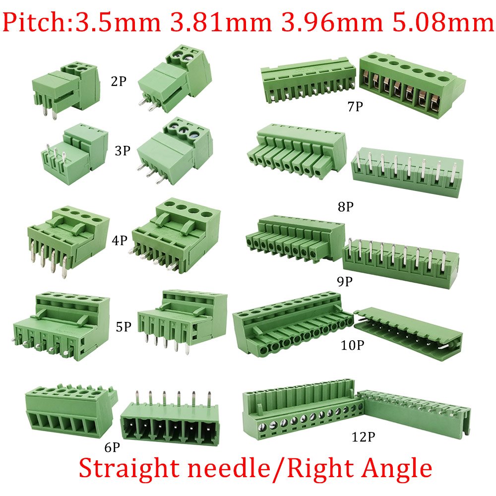 15EDG 3.5 mm KF2EDG 3.5mm PCB Screw Terminal Block Connector Right Angle/ Straight Needle Plug Pin Header Socket 2-12 Pin