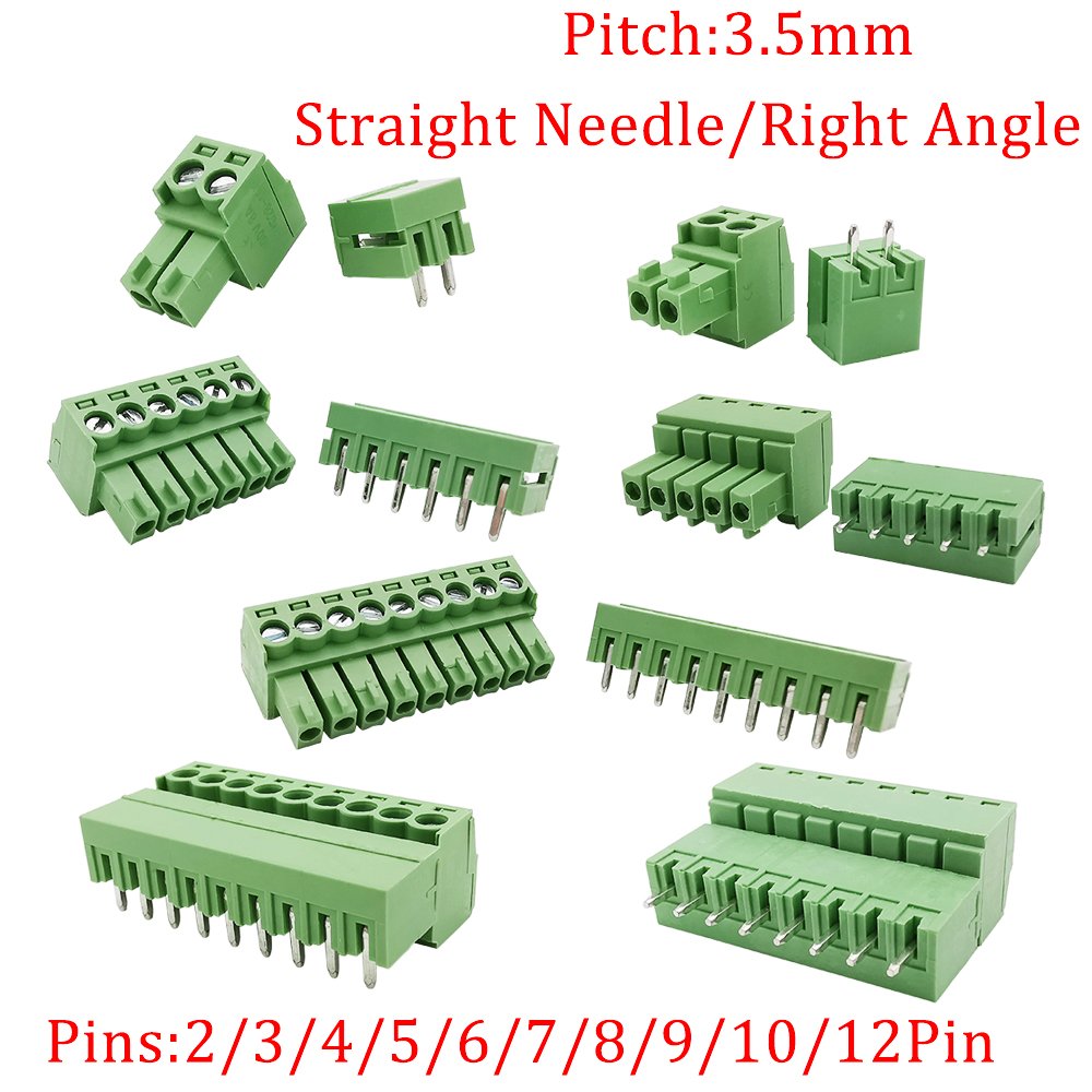 15EDG 3.5 mm KF2EDG 3.5mm PCB Screw Terminal Block Connector Right Angle/ Straight Needle Plug Pin Header Socket 2-12 Pin